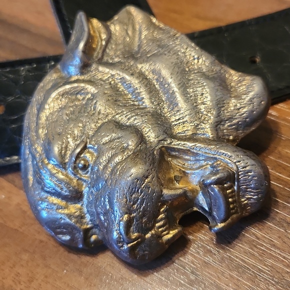 Vintage MCBI Brass Mad Dog Vicious Attack Bull Mastiff Belt Buckle - Picture 2 of 10